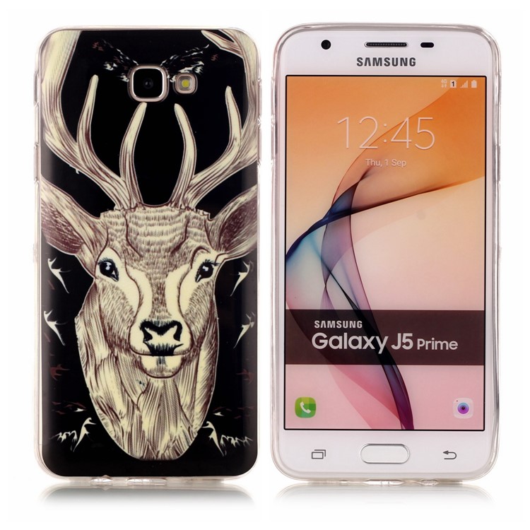 Luminous Glow Patterned TPU Phone Cover for Samsung Galaxy J5 Prime/On5 2016 - Elk-1