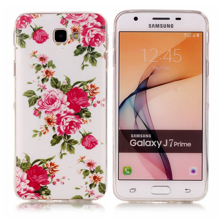 Noctilucent Patterned IMD TPU Case for Samsung Galaxy J7 Prime/On7 2016 - Blooming Peonies-1