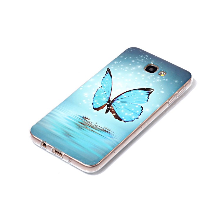 IMD Gel TPU Luminous Case for Samsung Galaxy J7 Prime/On7 2016 - Shining Blue Butterfly-3