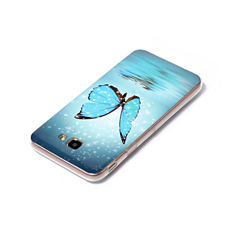 IMD Gel TPU Luminous Case for Samsung Galaxy J7 Prime/On7 2016 - Shining Blue Butterfly-4