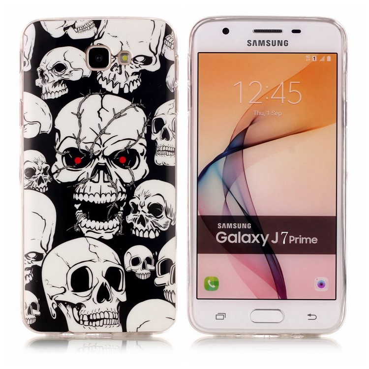 Luminous Glow in the Dark IMD TPU Case for Samsung Galaxy J7 Prime/On7 2016 - Skulls-1