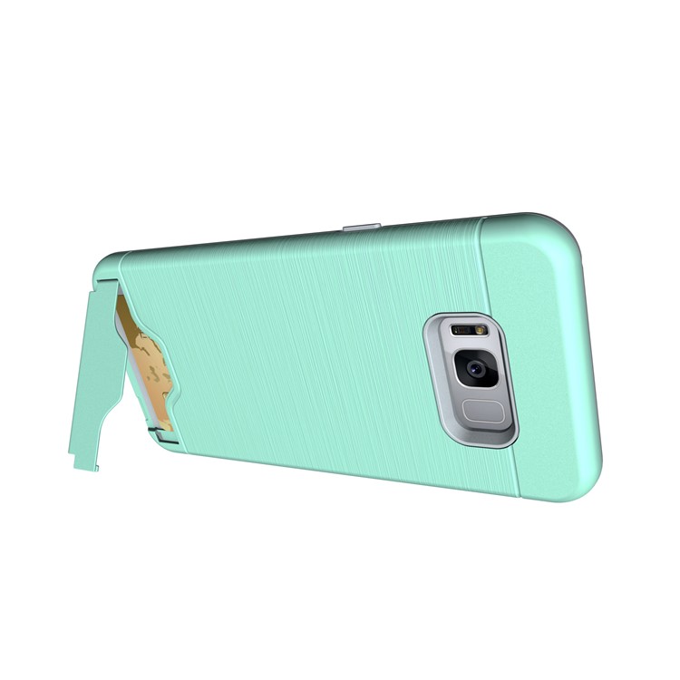 2-In-1 Brushed Plastic + TPU Kickstand Shell Case for Samsung Galaxy S8 Plus - Cyan-10