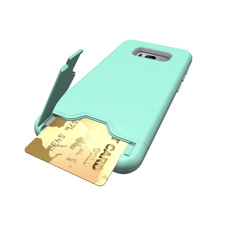 2-In-1 Brushed Plastic + TPU Kickstand Shell Case for Samsung Galaxy S8 Plus - Cyan-2