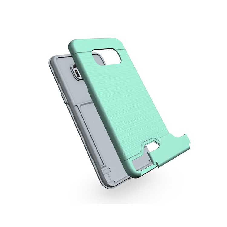 2-In-1 Brushed Plastic + TPU Kickstand Shell Case for Samsung Galaxy S8 Plus - Cyan-3