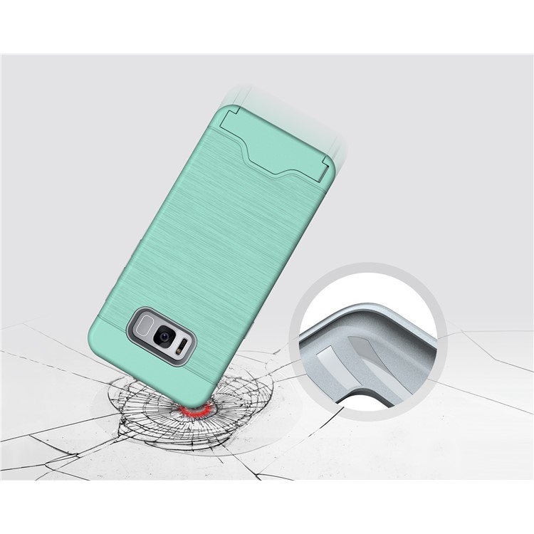 2-In-1 Brushed Plastic + TPU Kickstand Shell Case for Samsung Galaxy S8 Plus - Cyan-4
