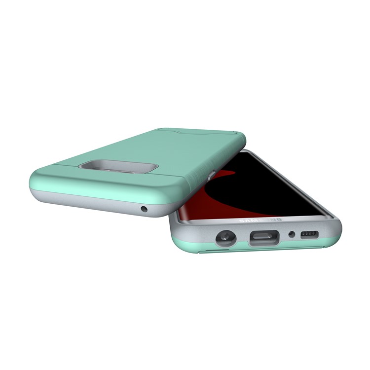 2-In-1 Brushed Plastic + TPU Kickstand Shell Case for Samsung Galaxy S8 Plus - Cyan-5
