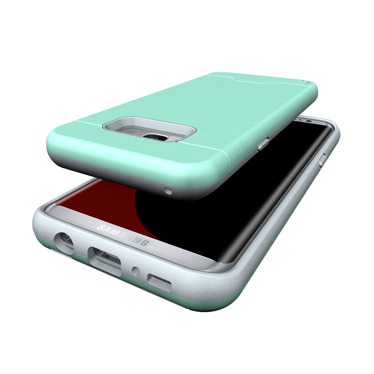 2-In-1 Brushed Plastic + TPU Kickstand Shell Case for Samsung Galaxy S8 Plus - Cyan-6