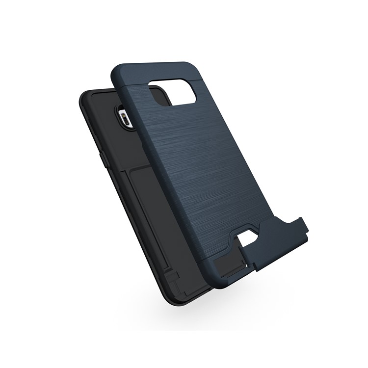 Brushed Plastic + TPU Mobile Shell with Kickstand Card Slot for Samsung S8 Plus - Dark Blue-3