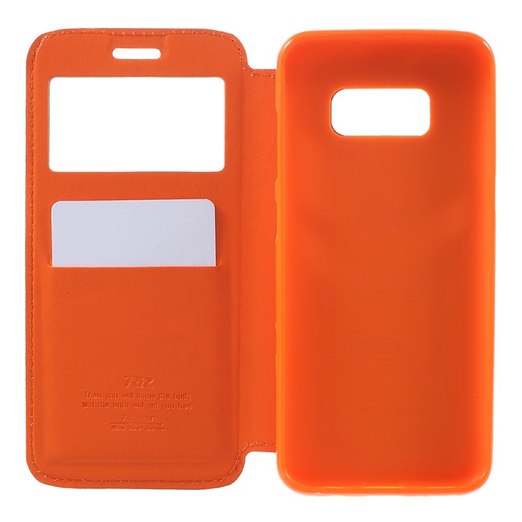 ROAR for Samsung Galaxy S8 Noble Leather View Case Cover - Orange-5