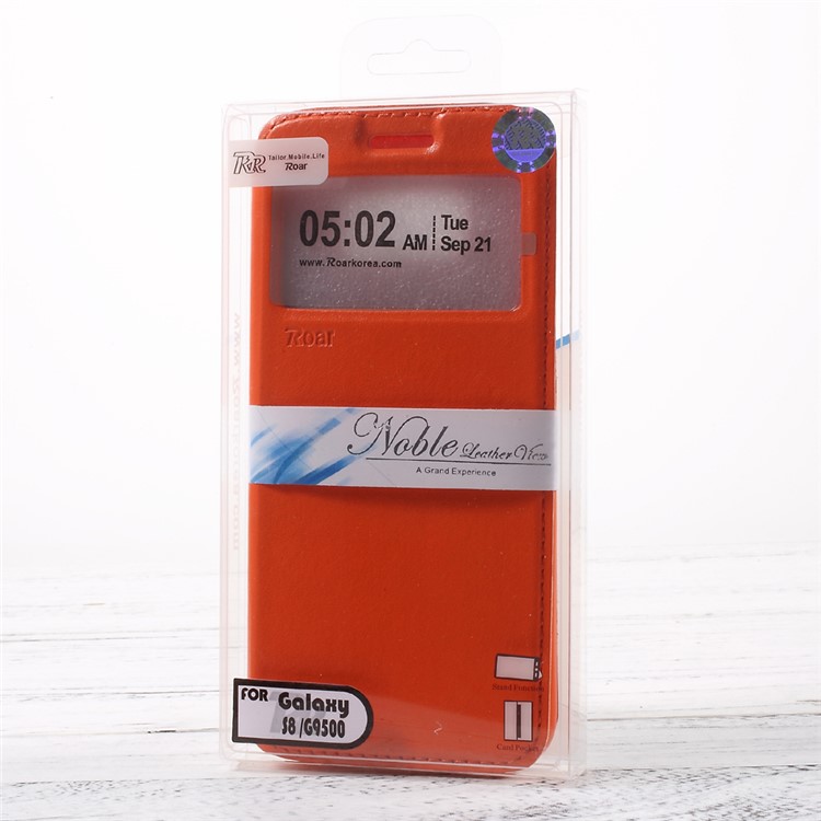 ROAR for Samsung Galaxy S8 Noble Leather View Case Cover - Orange-7
