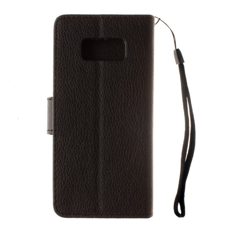 Litchi Skin Wallet Leather Stand Case for Samsung Galaxy S8 - Black-3