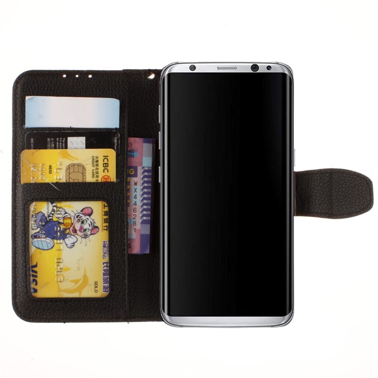 Litchi Skin Wallet Leather Stand Case for Samsung Galaxy S8 - Black-8