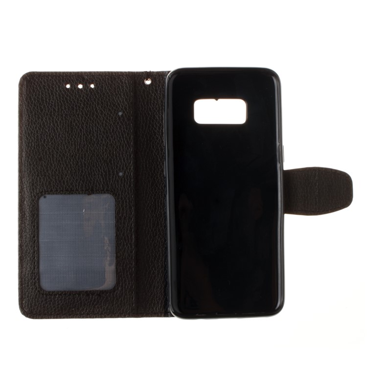 Litchi Skin Wallet Leather Stand Case for Samsung Galaxy S8 - Black-9