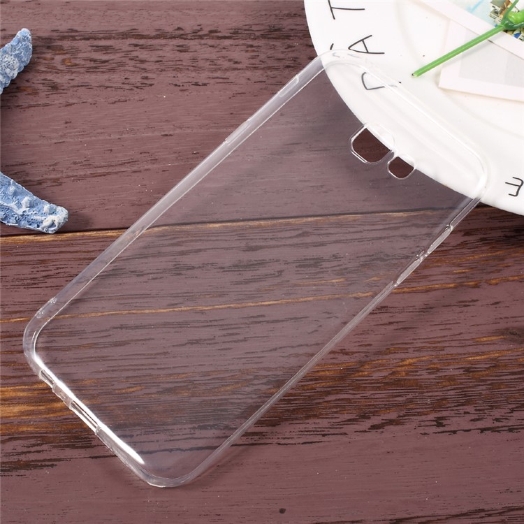 Soft TPU Mobile Phone Case with Carbon Fiber Back Decal Sticker for Samsung Galaxy A7 (2017) - Transparent-1