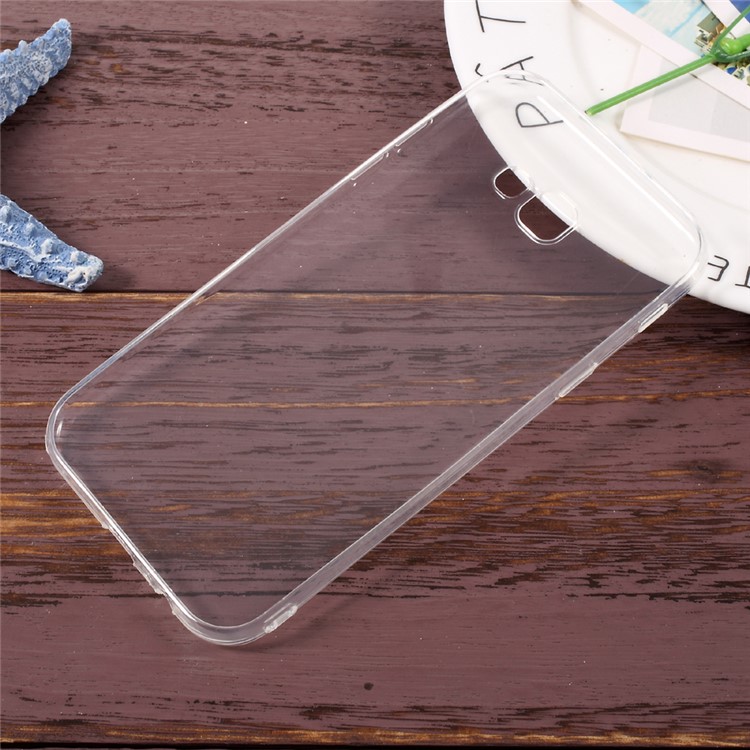 Soft TPU Mobile Phone Case with Carbon Fiber Back Decal Sticker for Samsung Galaxy A7 (2017) - Transparent-2