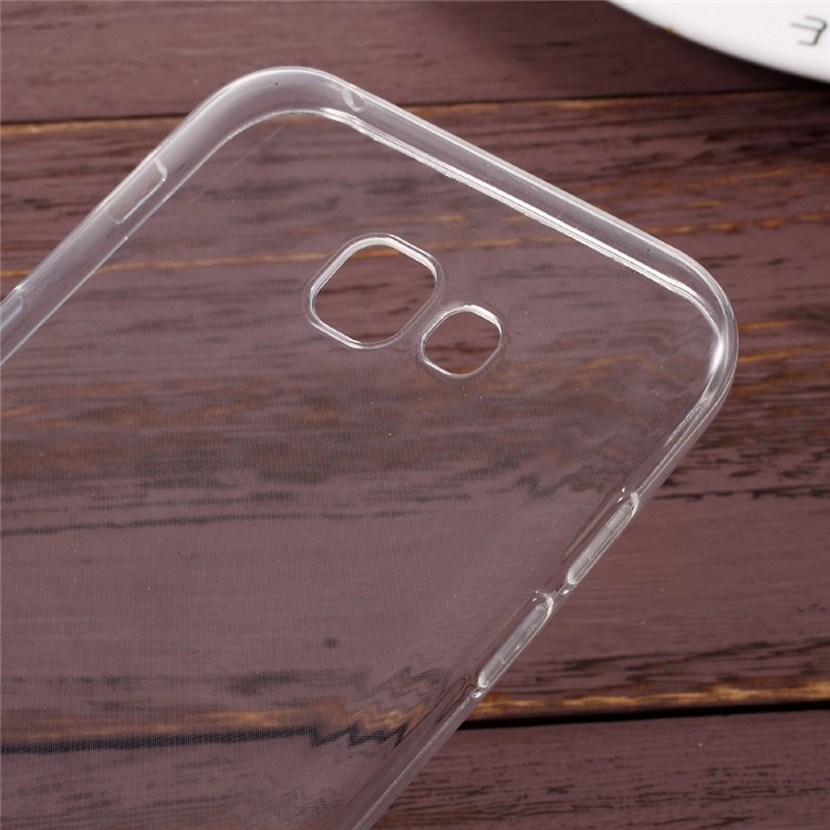 Soft TPU Mobile Phone Case with Carbon Fiber Back Decal Sticker for Samsung Galaxy A7 (2017) - Transparent-4