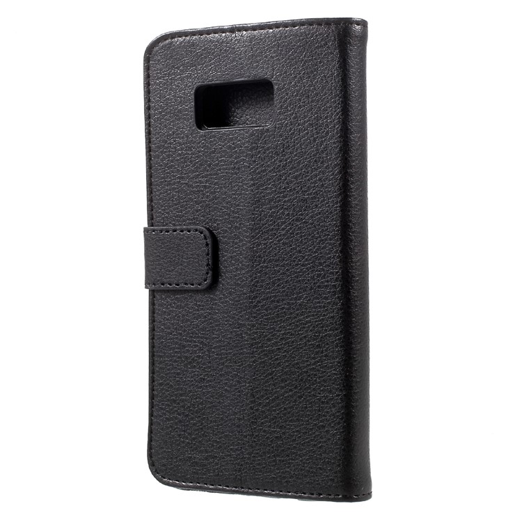 Litchi Grain Wallet Stand Leather Phone Case for Samsung Galaxy S8 Plus G955 - Black-3