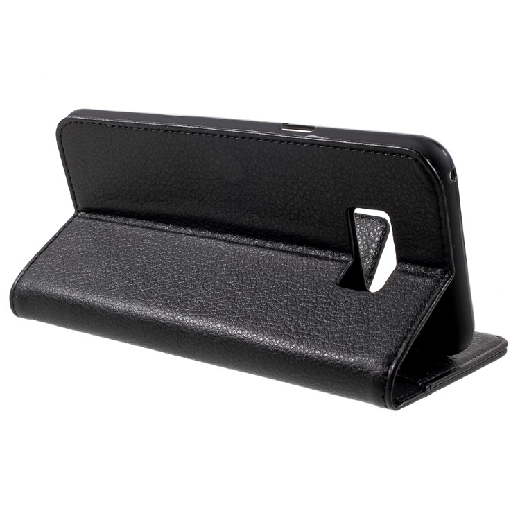 Litchi Grain Wallet Stand Leather Phone Case for Samsung Galaxy S8 Plus G955 - Black-4