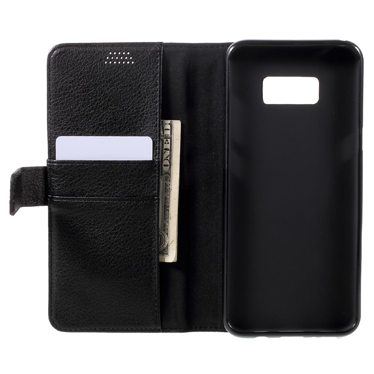 Litchi Grain Wallet Stand Leather Phone Case for Samsung Galaxy S8 Plus G955 - Black-5