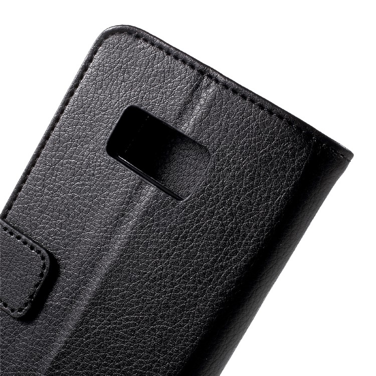 Litchi Grain Wallet Stand Leather Phone Case for Samsung Galaxy S8 Plus G955 - Black-6
