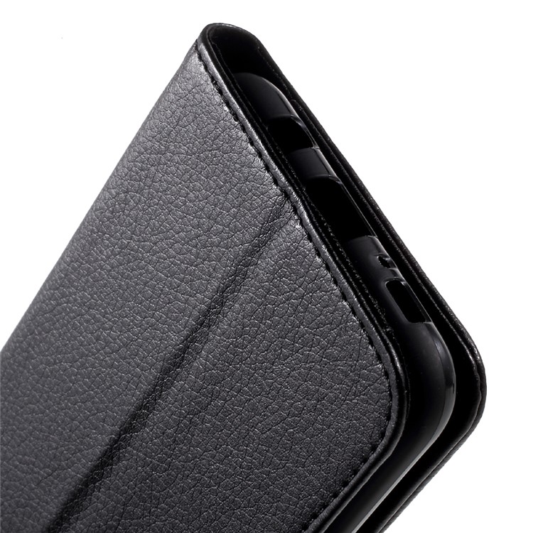 Litchi Grain Wallet Stand Leather Phone Case for Samsung Galaxy S8 Plus G955 - Black-8