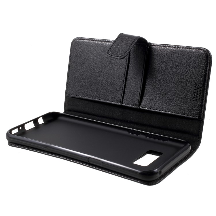 Litchi Grain Wallet Stand Leather Phone Case for Samsung Galaxy S8 Plus G955 - Black-9