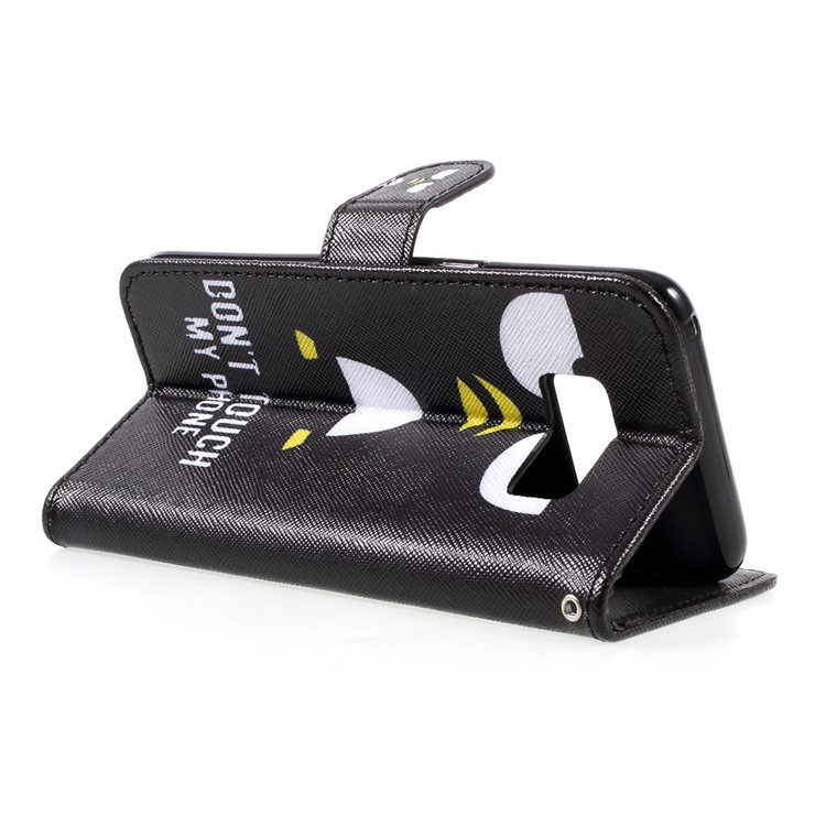 Patterned Leather Wallet Case with Strap for Samsung Galaxy S8 - Do Not Touch My Phone-5