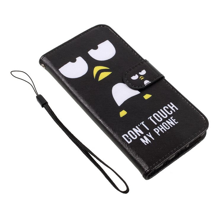 Patterned Leather Wallet Case with Strap for Samsung Galaxy S8 - Do Not Touch My Phone-6