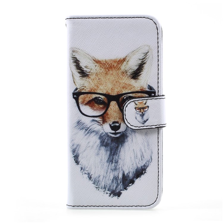 

Patterned Wallet Leather Stand Mobile Cover with Strap for Samsung Galaxy S8 - Fox Wearing Glasses, Galaxy S8