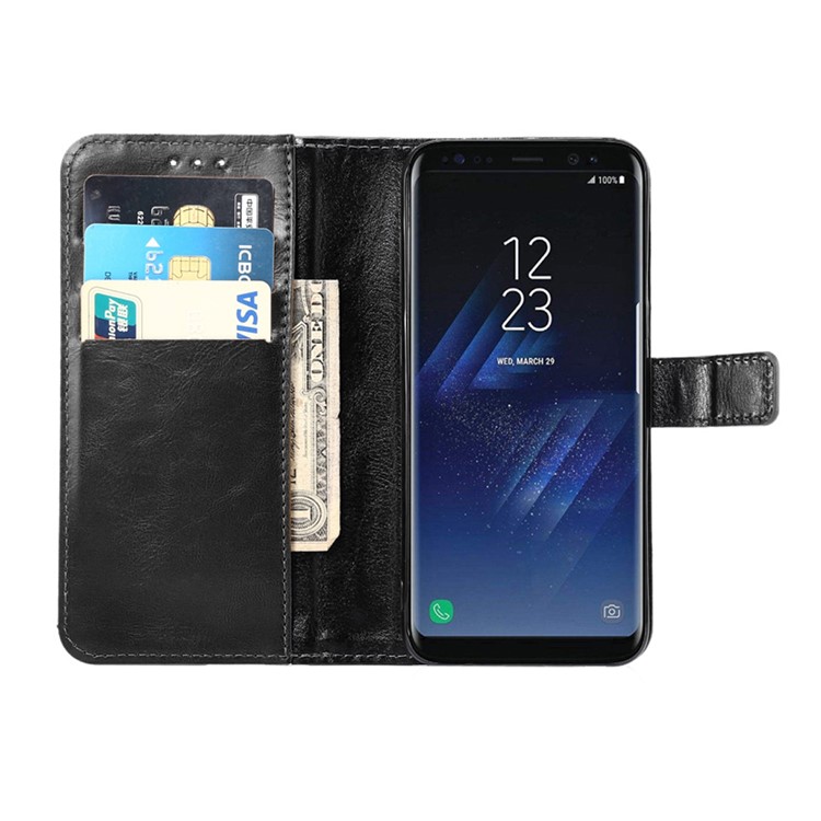 ENKAY Crazy Horse PU Leather Stand Wallet Case for Samsung Galaxy S8 G950 - Black-4