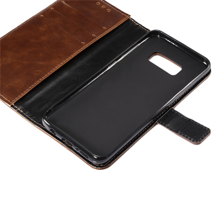 ENKAY Crazy Horse PU Leather Card Holder Mobile Casing for Samsung Galaxy S8 G950 - Coffee-4