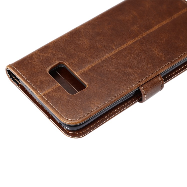 ENKAY Crazy Horse PU Leather Card Holder Mobile Casing for Samsung Galaxy S8 G950 - Coffee-5