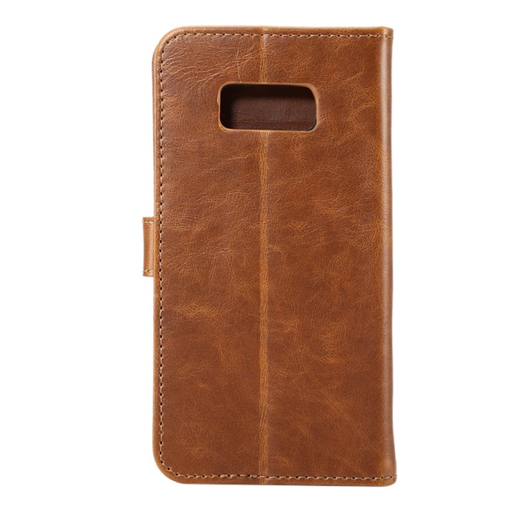 ENKAY Crazy Horse Folio Flip Leather Stand Cover for Samsung Galaxy S8 G950 - Brown-2
