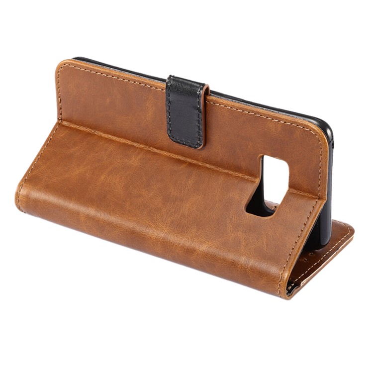 ENKAY Crazy Horse Folio Flip Leather Stand Cover for Samsung Galaxy S8 G950 - Brown-3