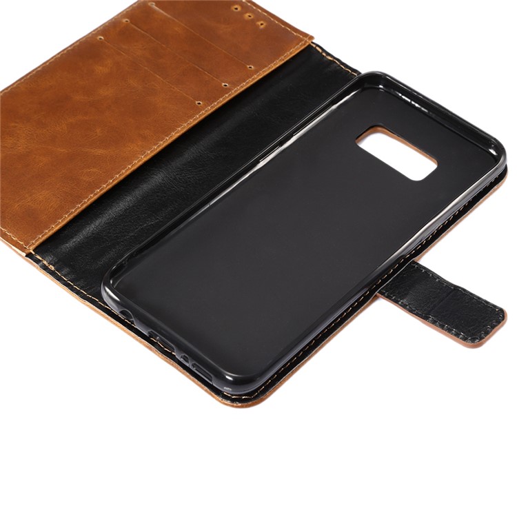 ENKAY Crazy Horse Folio Flip Leather Stand Cover for Samsung Galaxy S8 G950 - Brown-5