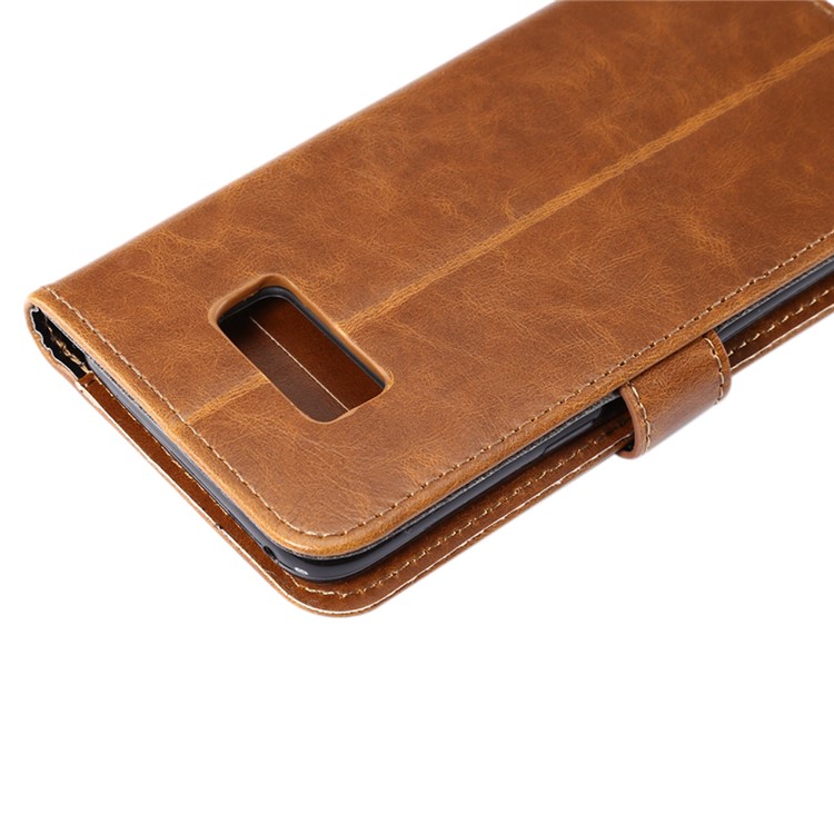 ENKAY Crazy Horse Folio Flip Leather Stand Cover for Samsung Galaxy S8 G950 - Brown-6