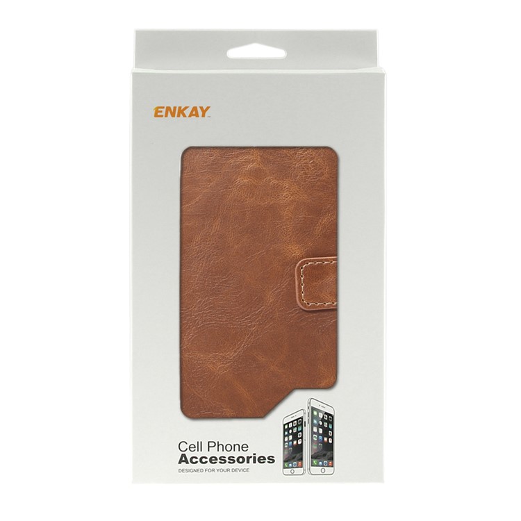 ENKAY Crazy Horse Folio Flip Leather Stand Cover for Samsung Galaxy S8 G950 - Brown-7