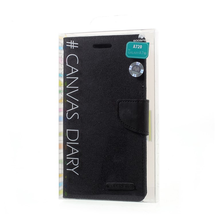 MERCURY GOOSPERY Canvas Diary Wallet Leather Moible Case for Samsung Galaxy A7 (2017) A720 - Black-10