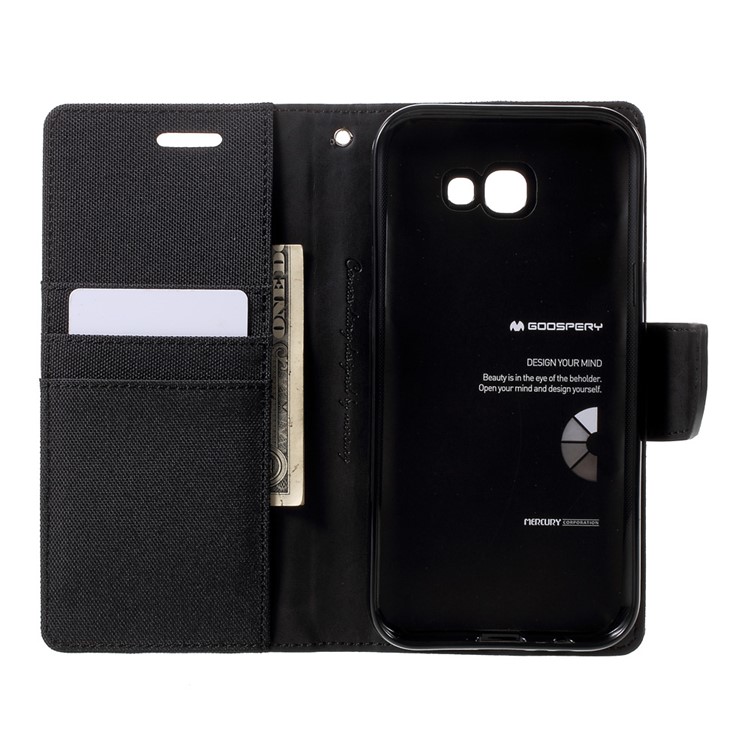 MERCURY GOOSPERY Canvas Diary Wallet Leather Moible Case for Samsung Galaxy A7 (2017) A720 - Black-5