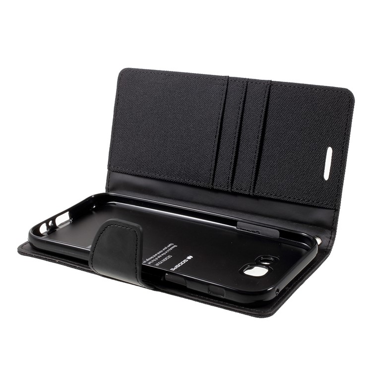MERCURY GOOSPERY Canvas Diary Wallet Leather Moible Case for Samsung Galaxy A7 (2017) A720 - Black-6