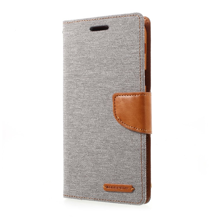 MERCURY GOOSPERY Canvas Diary Wallet Leather Phone Cover for Samsung Galaxy A7 (2017) A720 - Grey-2