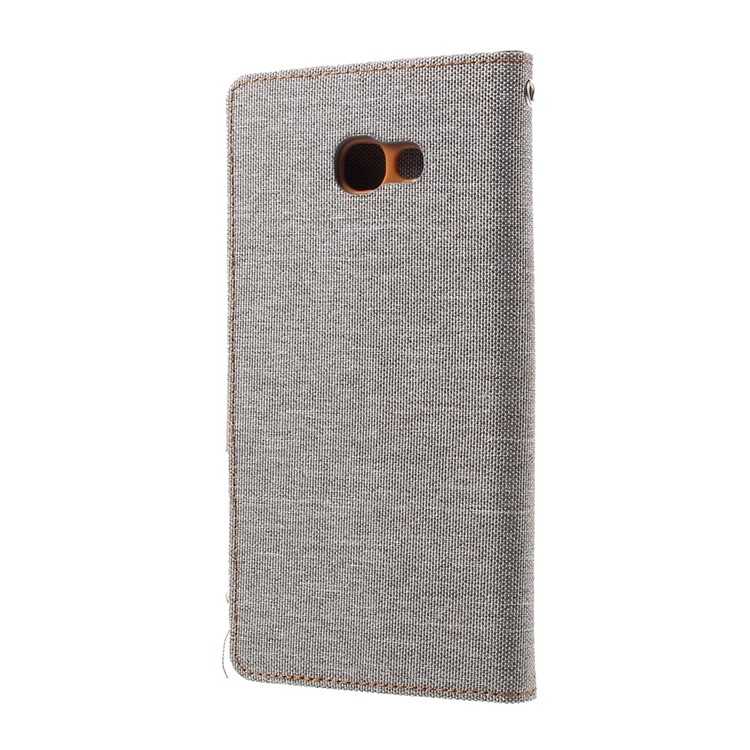 MERCURY GOOSPERY Canvas Diary Wallet Leather Phone Cover for Samsung Galaxy A7 (2017) A720 - Grey-3