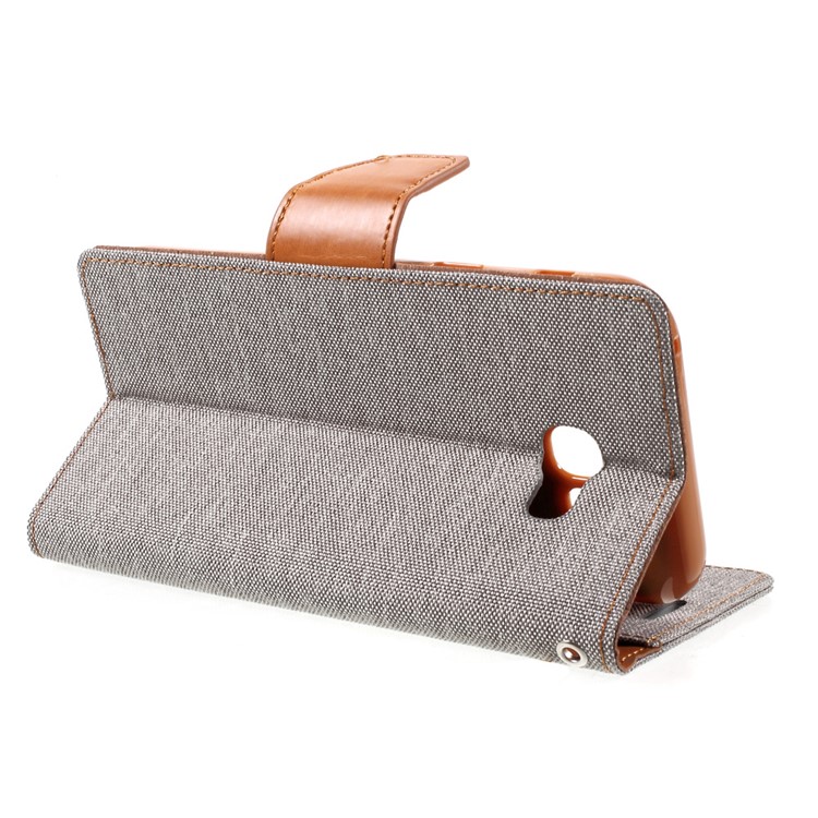 MERCURY GOOSPERY Canvas Diary Wallet Leather Phone Cover for Samsung Galaxy A7 (2017) A720 - Grey-4