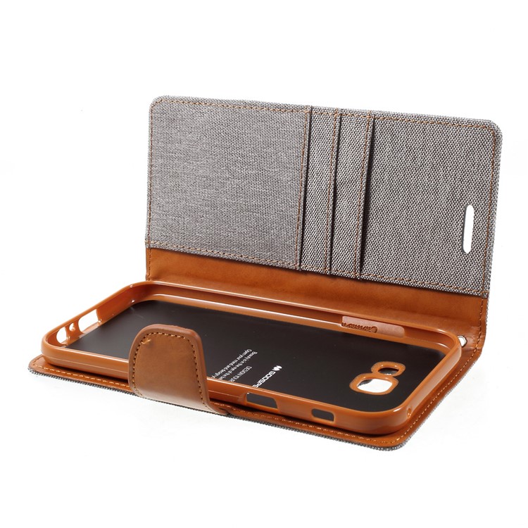 MERCURY GOOSPERY Canvas Diary Wallet Leather Phone Cover for Samsung Galaxy A7 (2017) A720 - Grey-6