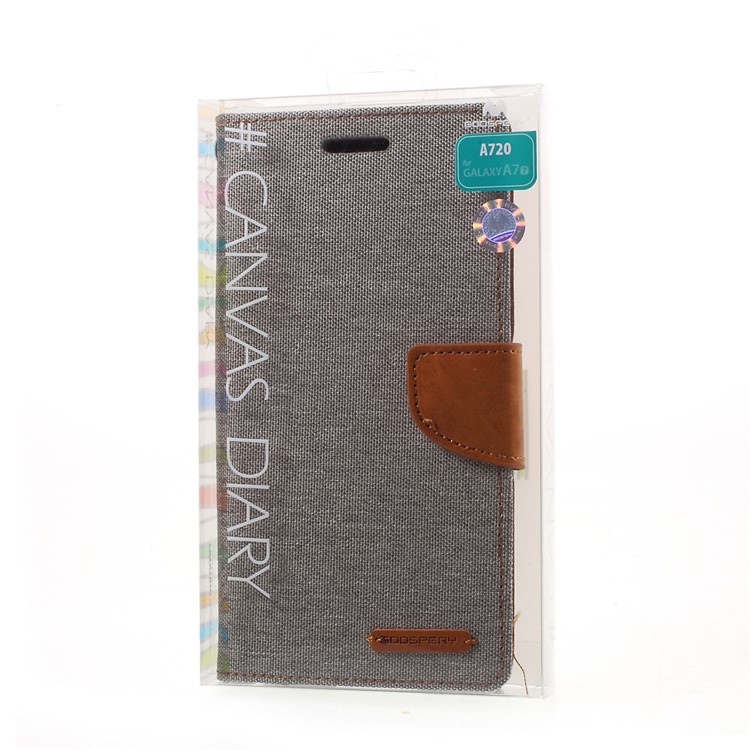 MERCURY GOOSPERY Canvas Diary Wallet Leather Phone Cover for Samsung Galaxy A7 (2017) A720 - Grey-7