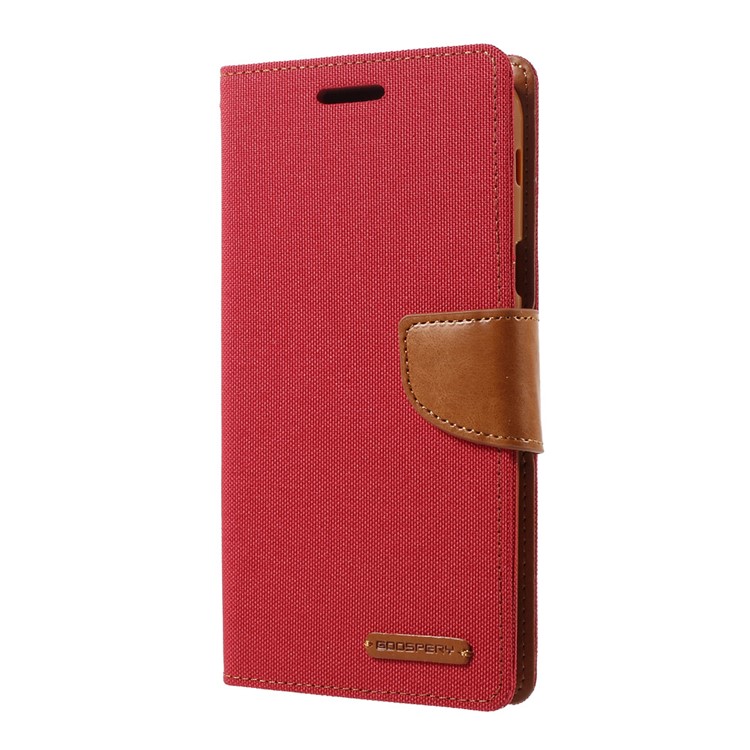 MERCURY GOOSPERY Canvas Diary Wallet Leather Case Stand for Samsung Galaxy A7 (2017) A720 - Red-2