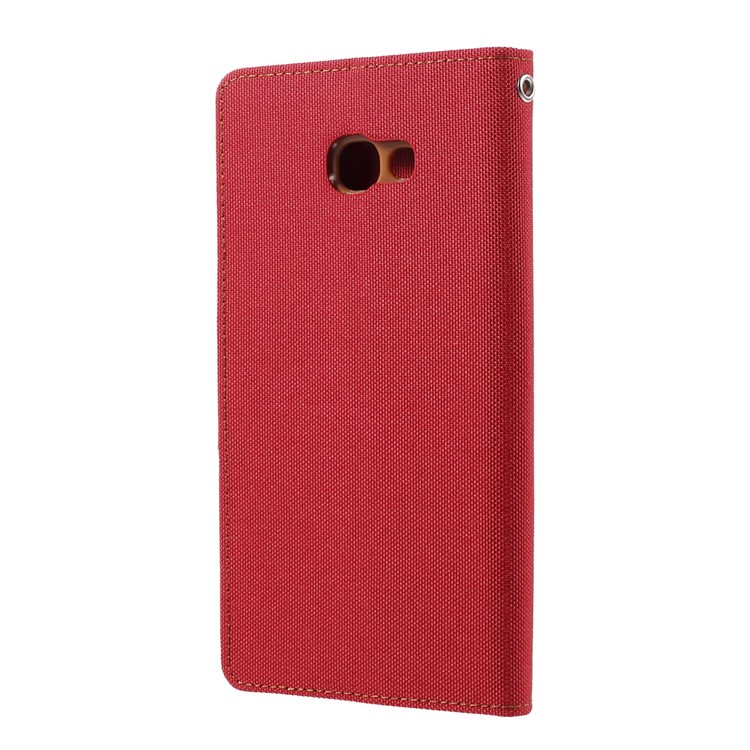 MERCURY GOOSPERY Canvas Diary Wallet Leather Case Stand for Samsung Galaxy A7 (2017) A720 - Red-3