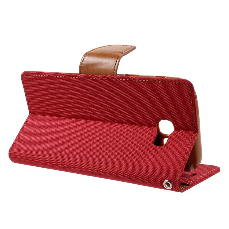 MERCURY GOOSPERY Canvas Diary Wallet Leather Case Stand for Samsung Galaxy A7 (2017) A720 - Red-4