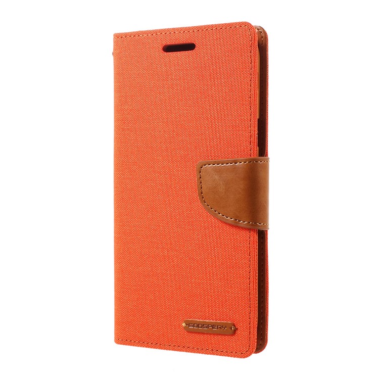 MERCURY GOOSPERY Canvas Diary Wallet Leather Mobile Shell for Samsung Galaxy A7 (2017) A720 - Orange-2
