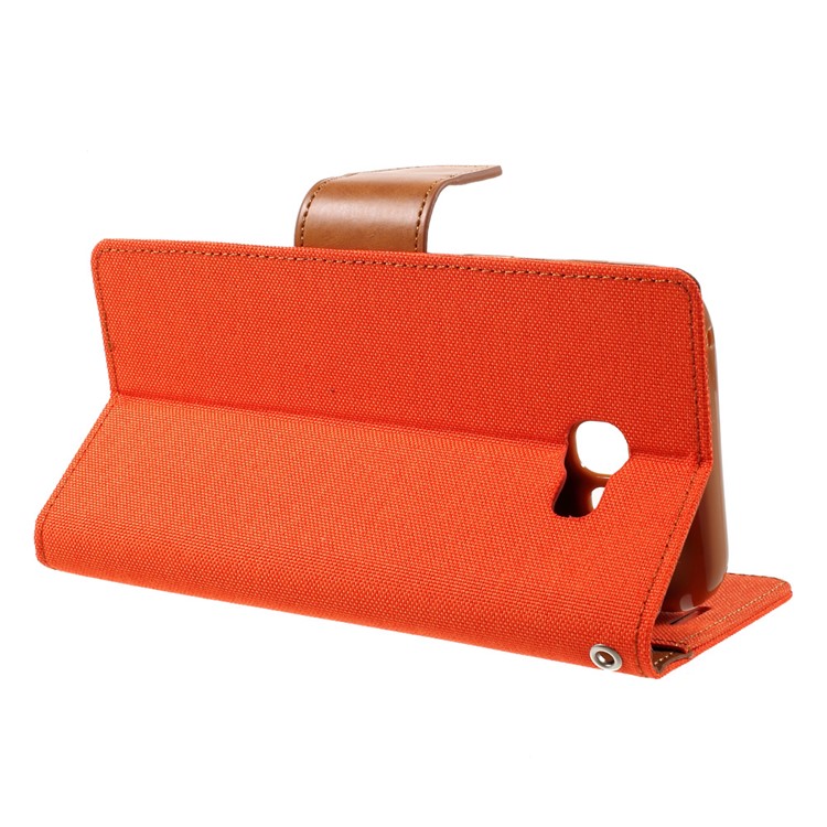 MERCURY GOOSPERY Canvas Diary Wallet Leather Mobile Shell for Samsung Galaxy A7 (2017) A720 - Orange-4